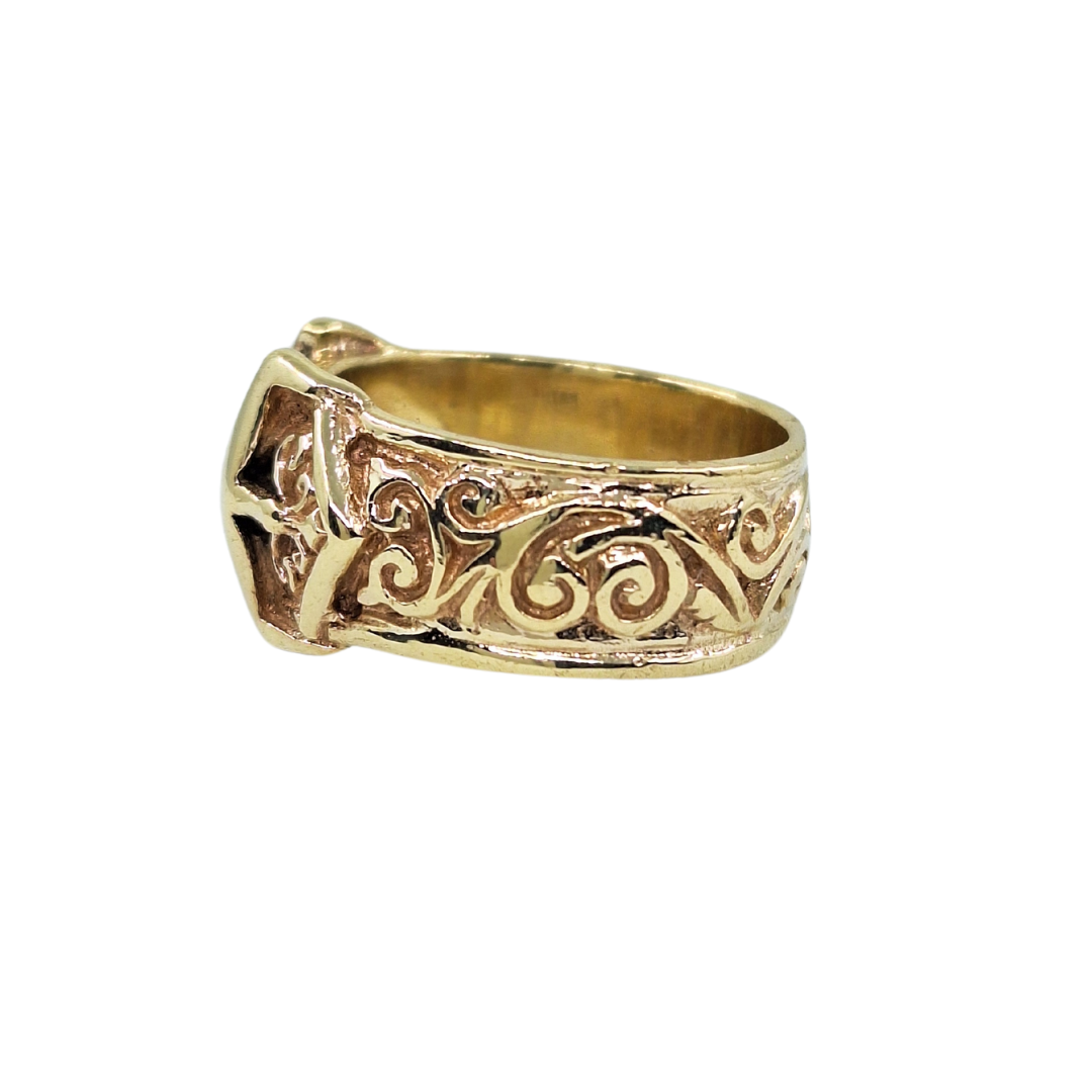 9ct Yellow Gold Double Buckle Ring