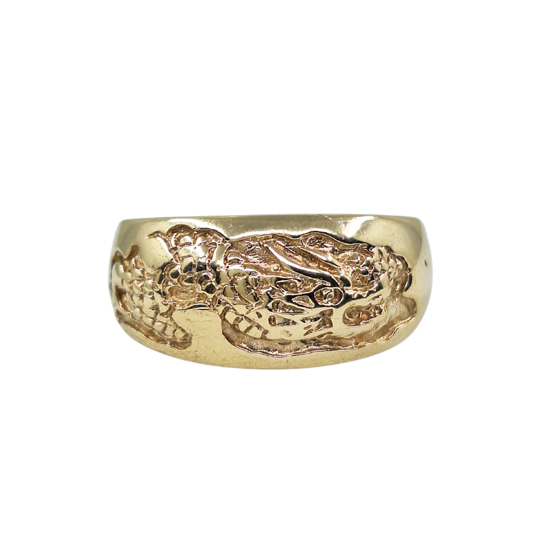 9ct Yellow Gold Dragon Design Band Ring