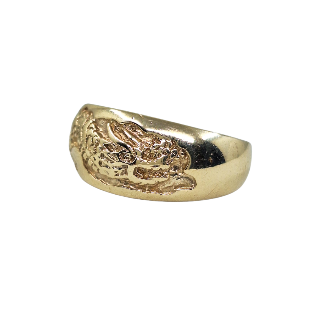 9ct Yellow Gold Dragon Design Band Ring