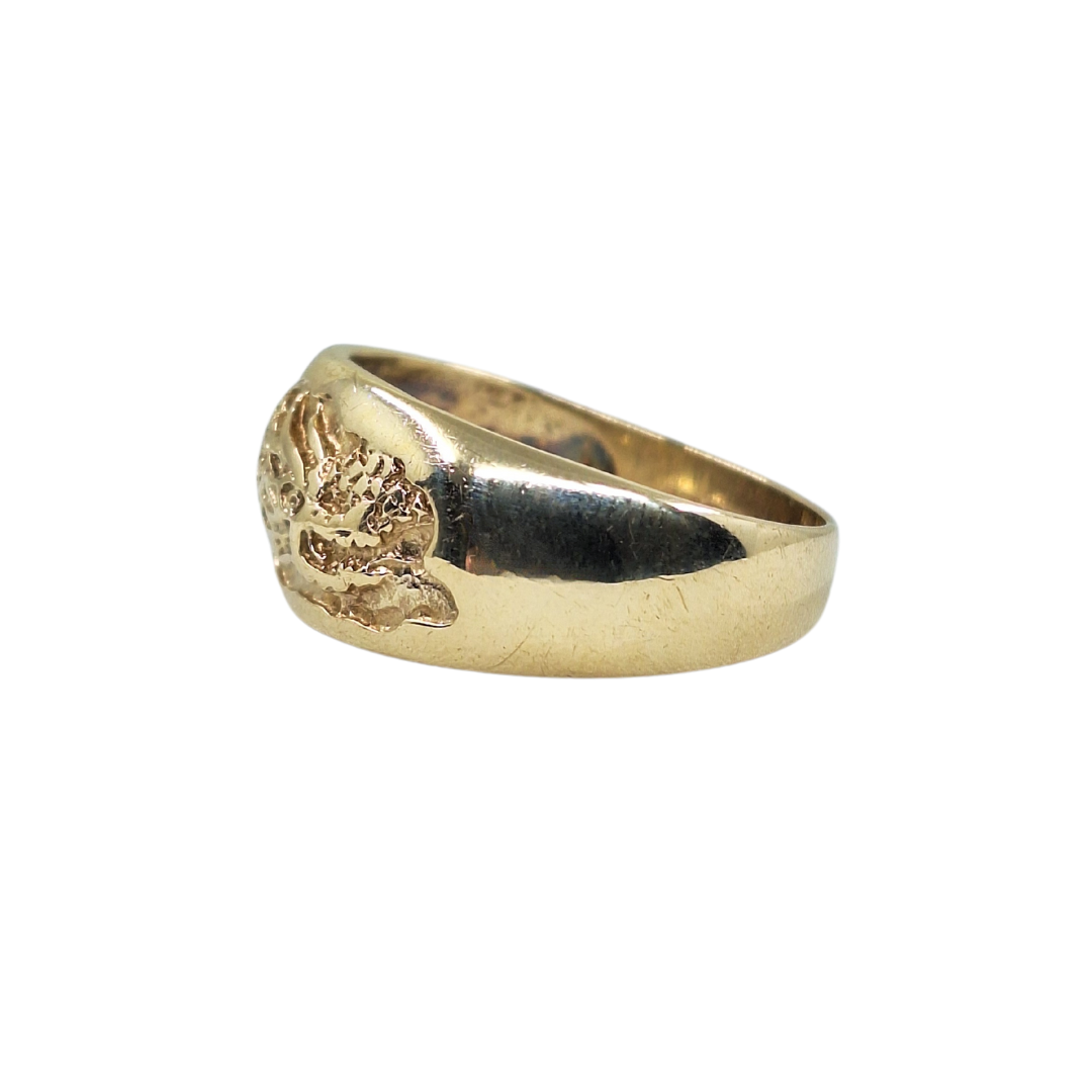 9ct Yellow Gold Dragon Design Band Ring