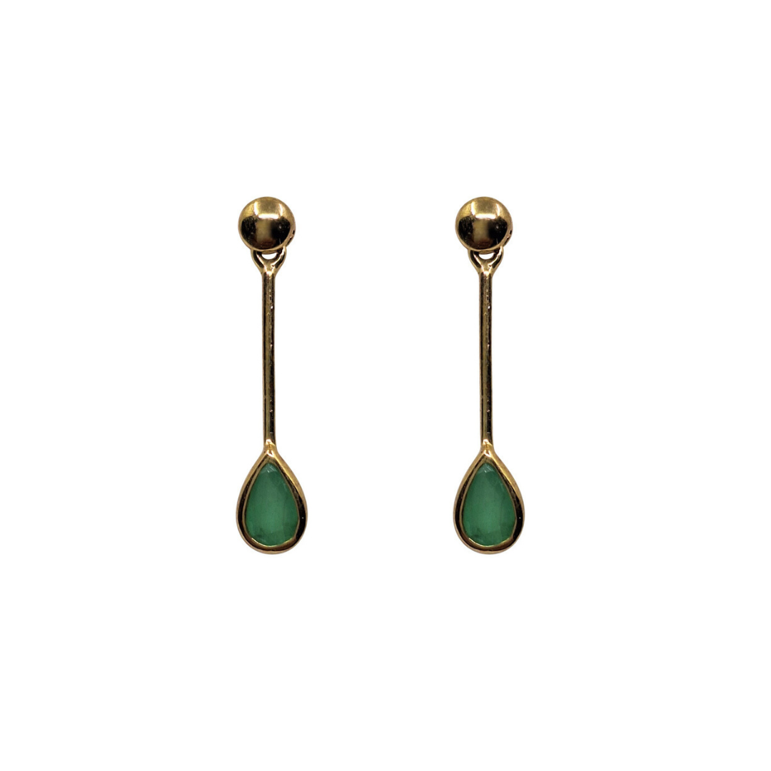 9ct Yellow Gold Emerald Drop Earrings