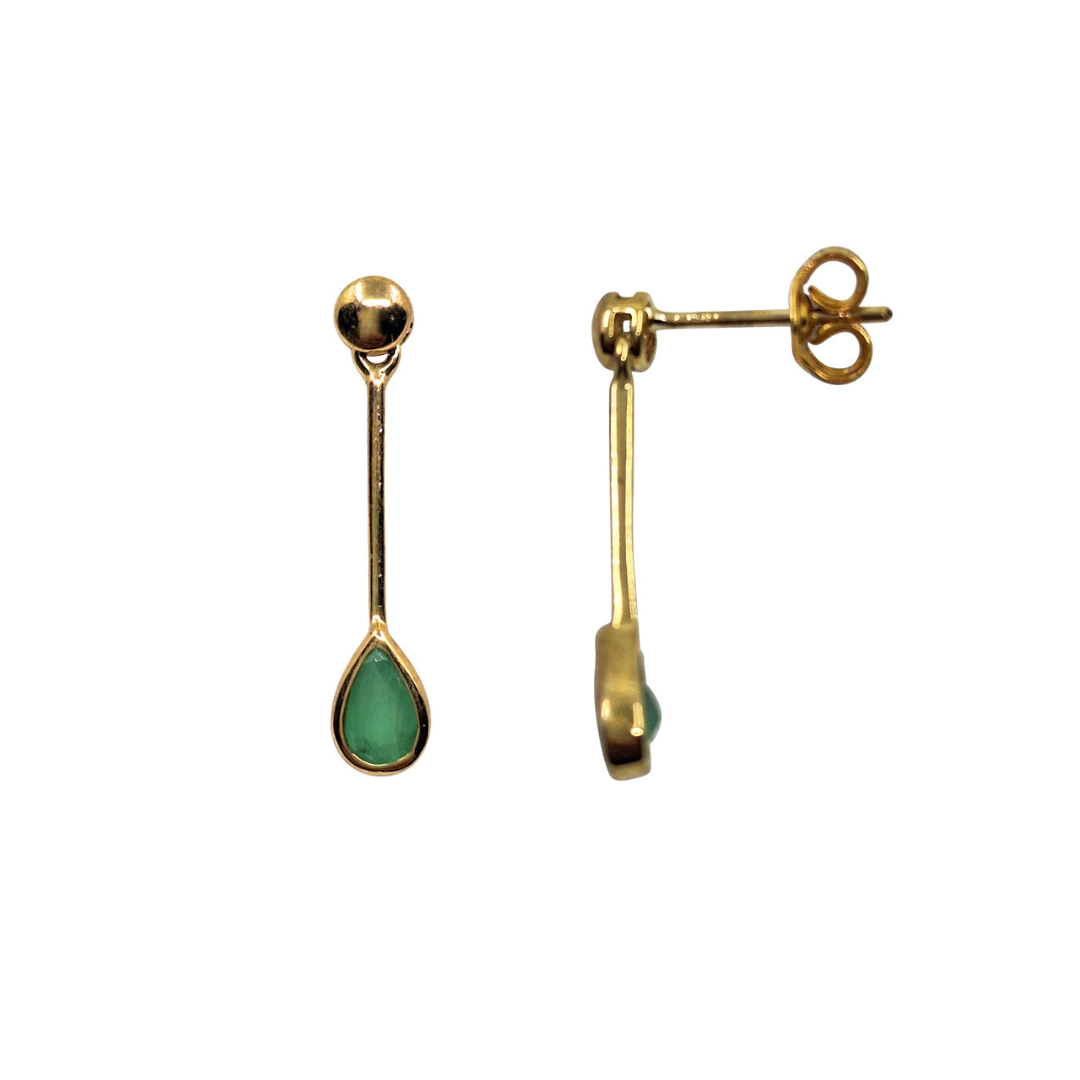 9ct Yellow Gold Emerald Drop Earrings