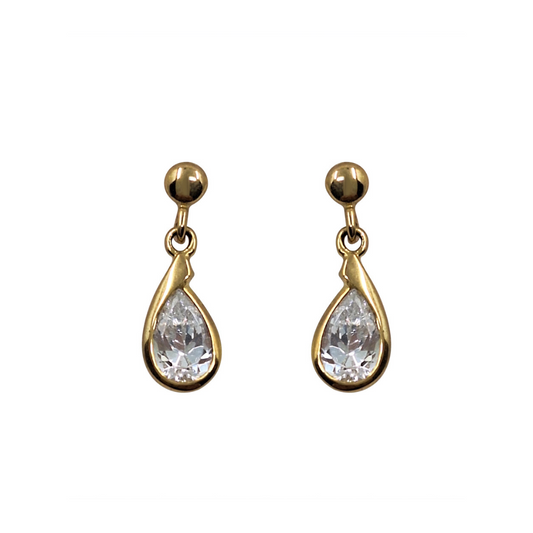 9ct Yellow Gold Cubic Zirconia Drop Earrings