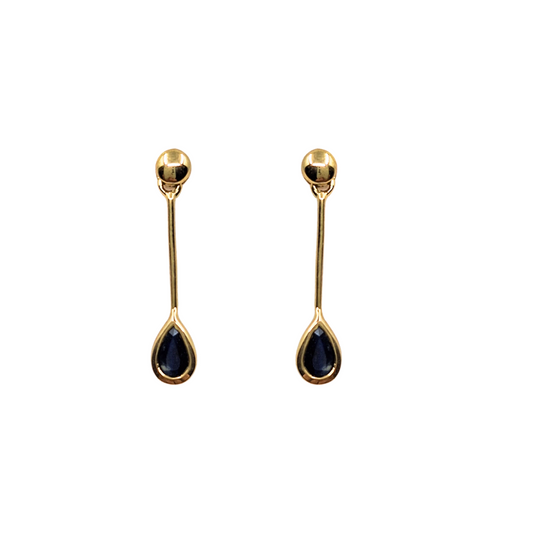 9ct Yellow Gold Sapphire Drop Earrings