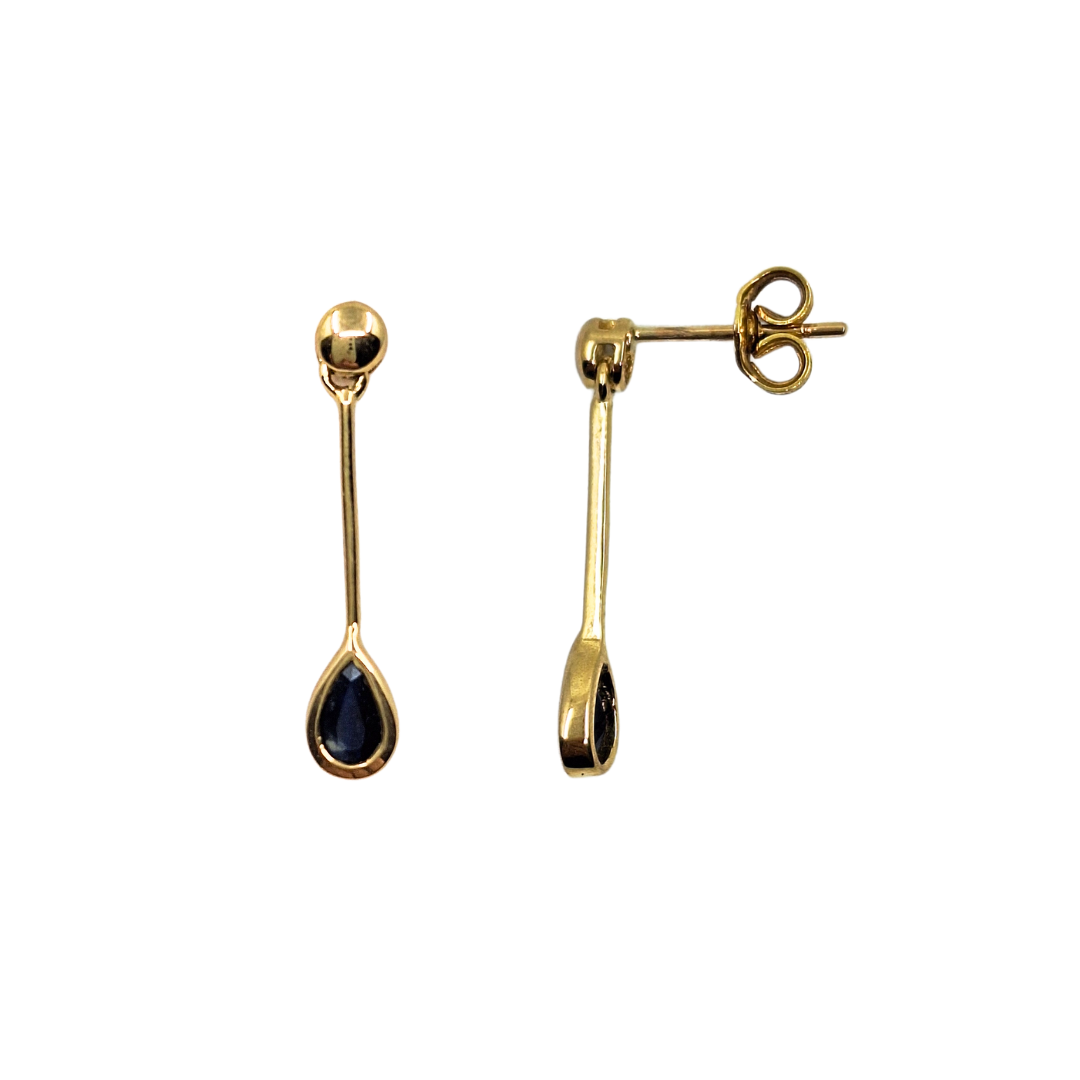 9ct Yellow Gold Sapphire Drop Earrings