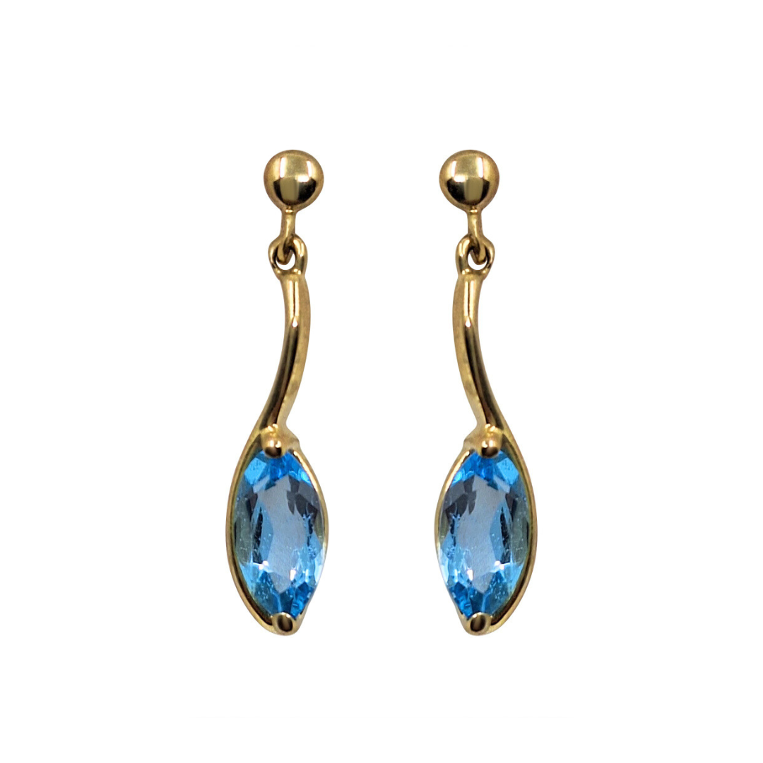 9ct Yellow Gold Blue Topaz Drop Earrings