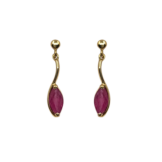 9ct Yellow Gold Ruby Drop Earrings