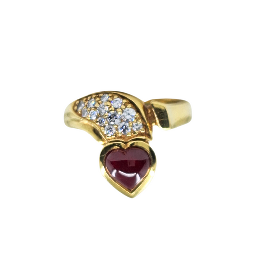 18ct Yellow Gold Ruby & Diamond Band Ring