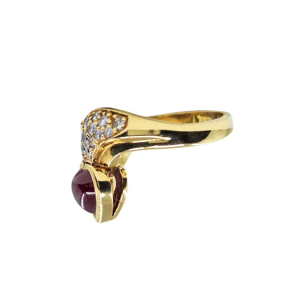 18ct Yellow Gold Ruby & Diamond Band Ring