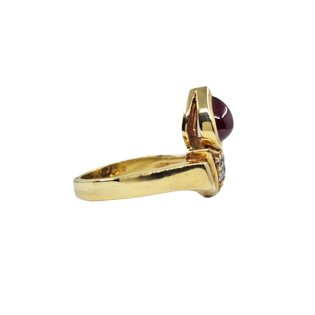 18ct Yellow Gold Ruby & Diamond Band Ring