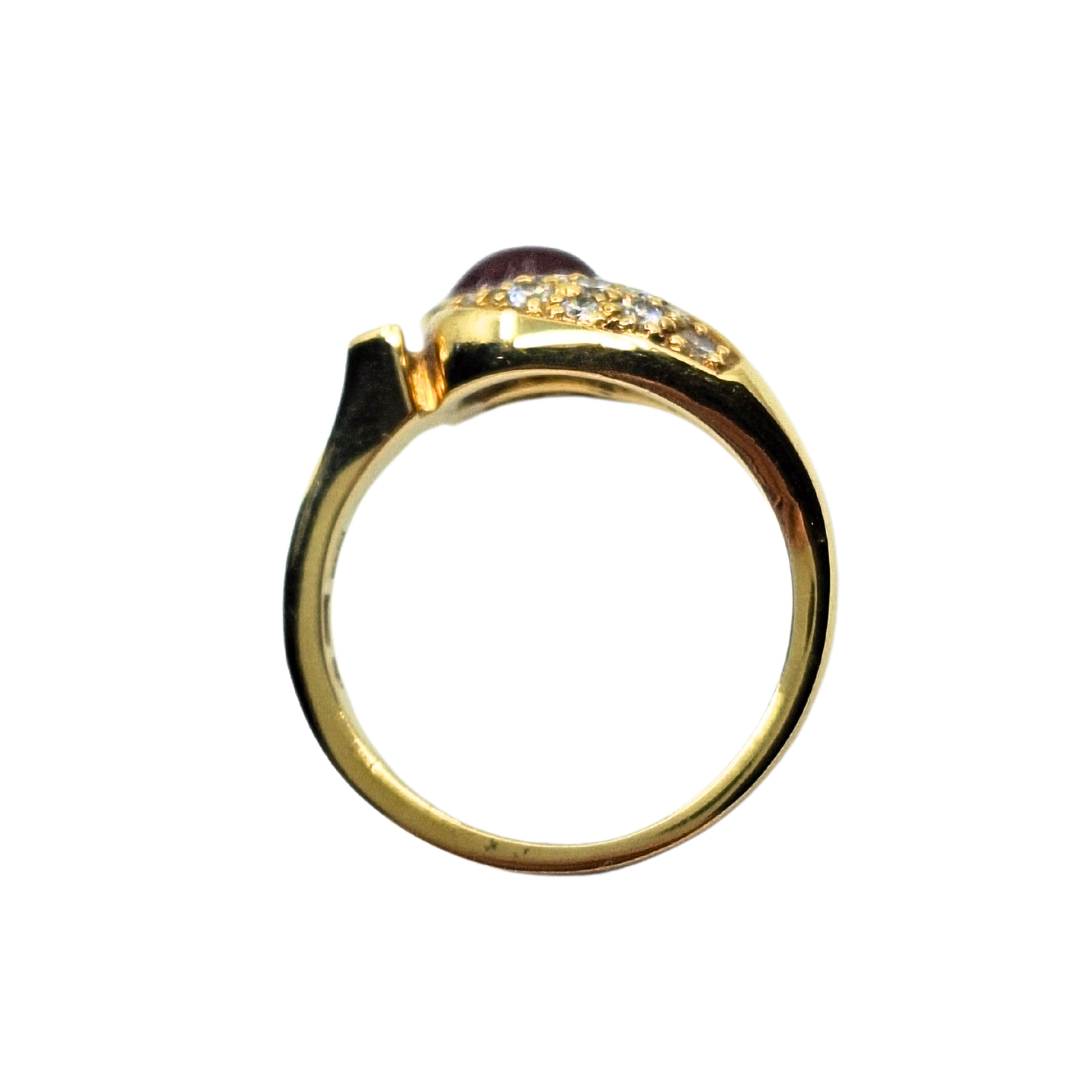 18ct Yellow Gold Ruby & Diamond Band Ring