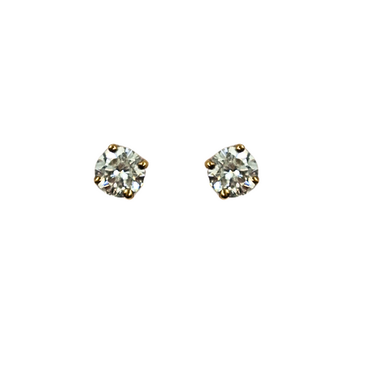 9ct Yellow Gold Diamond Solitaire Studs 1.1ct