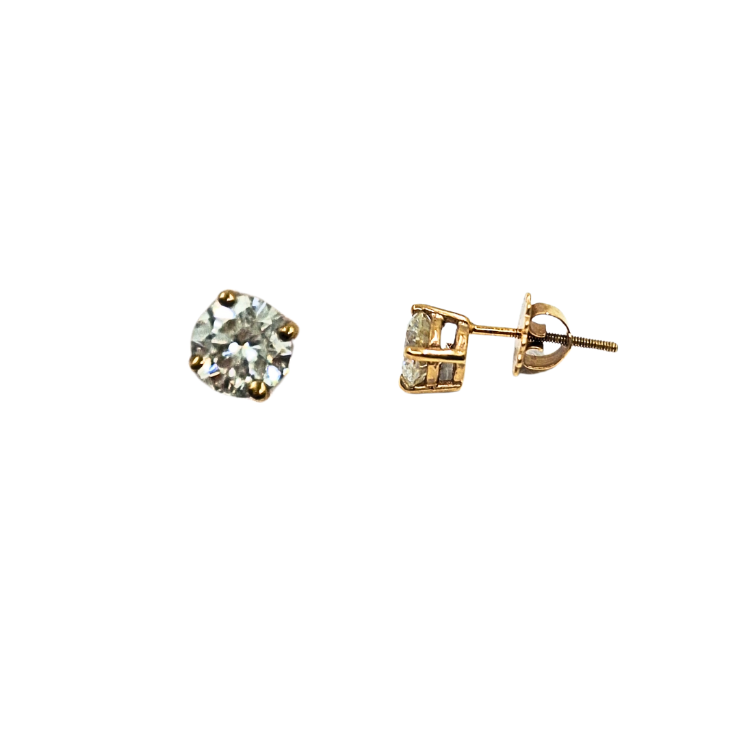 9ct Yellow Gold Diamond Solitaire Studs 1.1ct