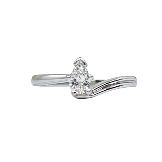 9ct White Gold Diamond Pear Shape Solitaire Ring 0.25ct