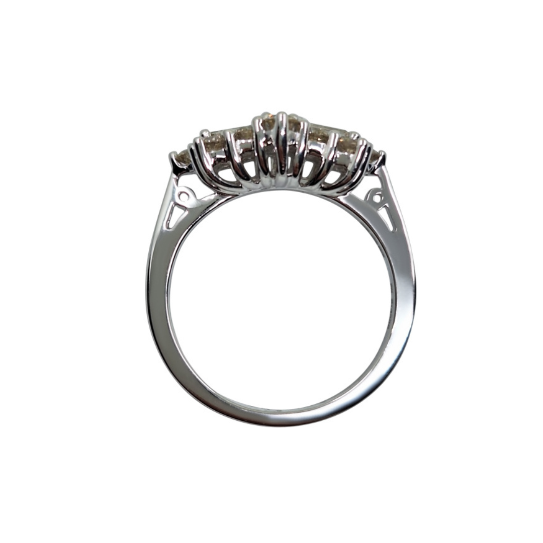 9ct White Gold Baguette & Round Diamond Cluster Ring 1ct