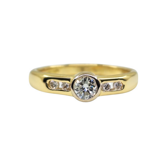 18ct Yellow Gold Bezel Set Diamond Ring