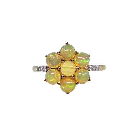 9ct Yellow Gold 7 Stone Opal Cluster Ring
