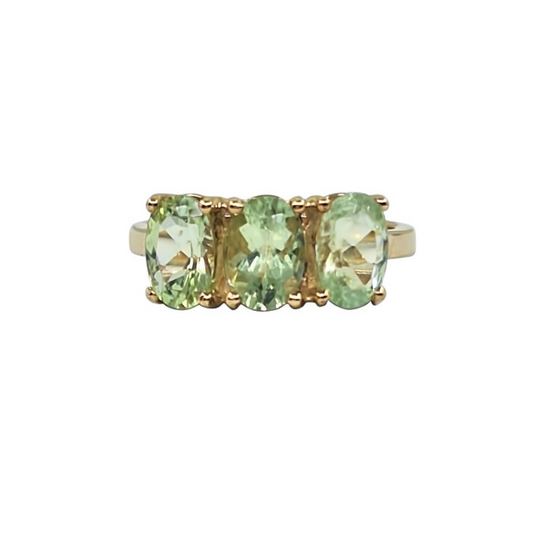 9ct Yellow Gold Prasiolite 3 Stone Ring