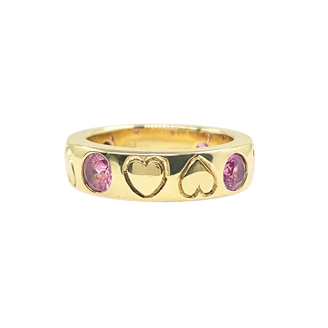 9ct Yellow Gold Pink Stone Band Ring