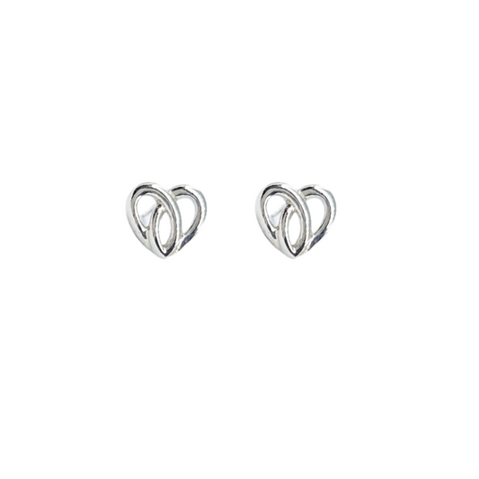 9ct White Gold Heart Stud Earrings