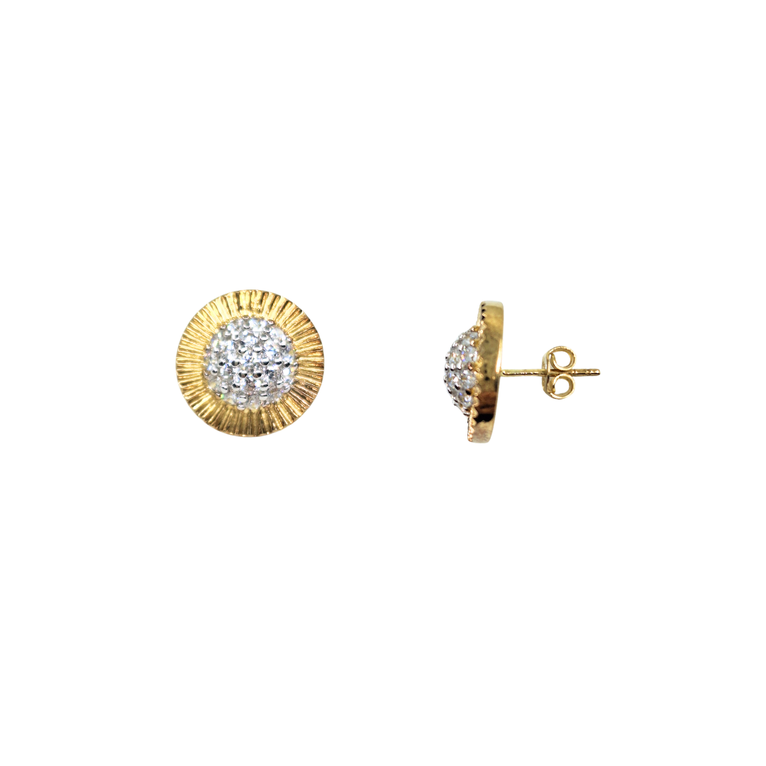 9ct Yellow Gold Cubic Zirconia Rolex Style Studs