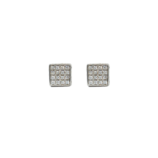9ct Yellow Gold Square Cubic Zirconia Cluster Stud Earrings