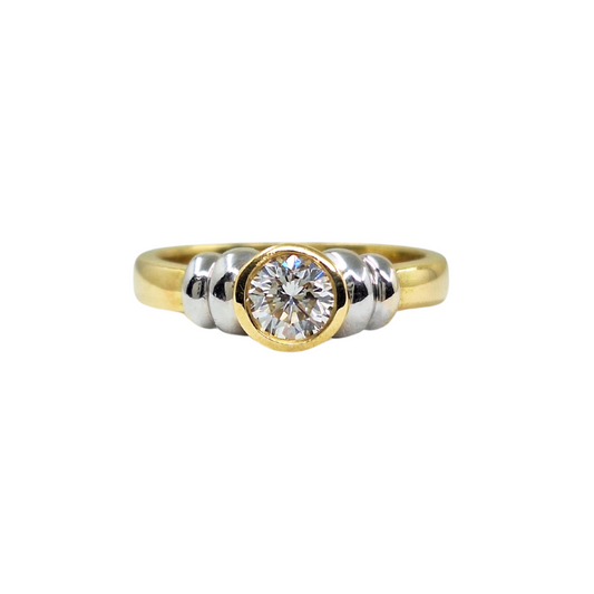 18ct Yellow Gold Rub-over Diamond Solitaire Ring 0.50ct