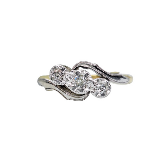 18ct Yellow Gold Diamond 3 Stone Twist Ring