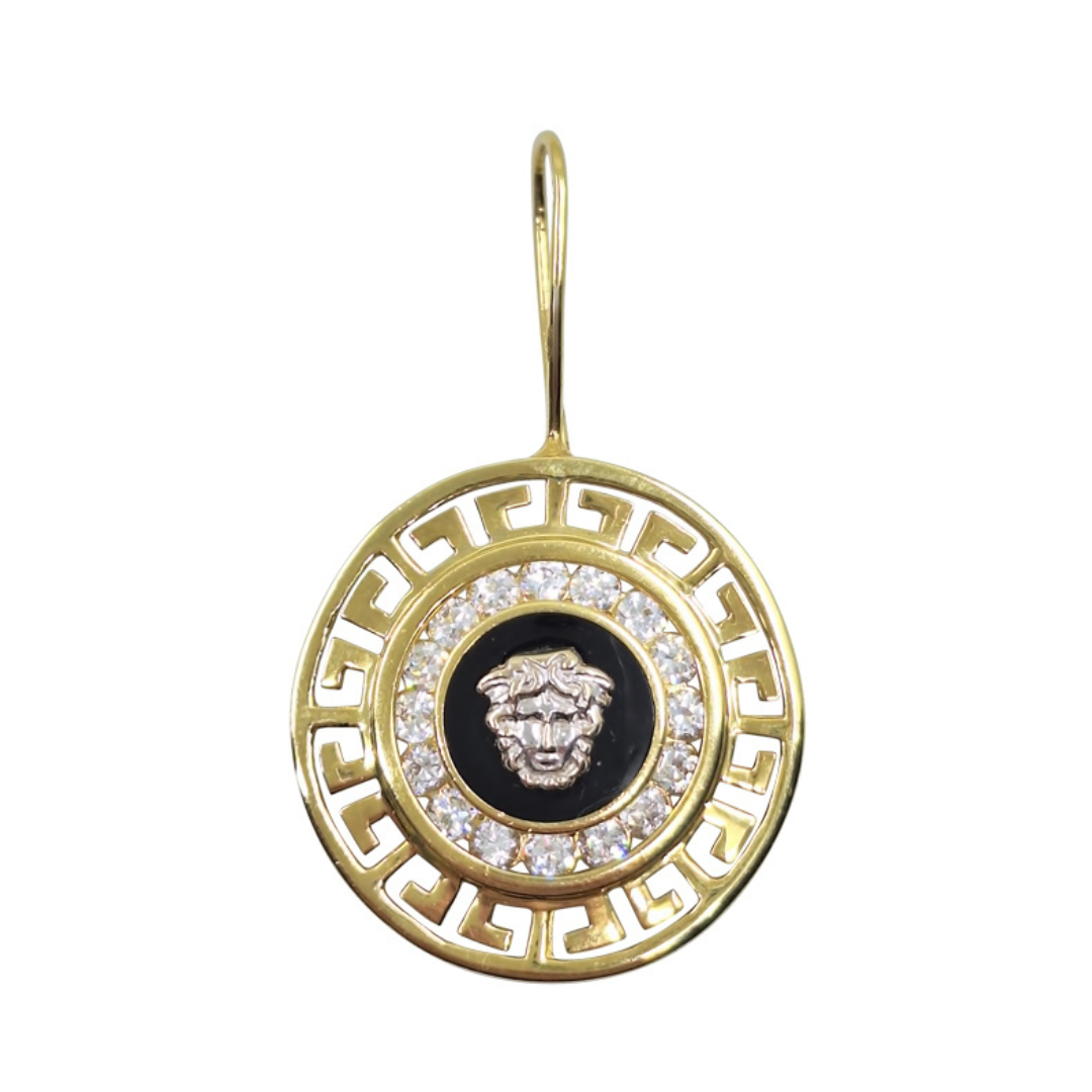 14ct Yellow Gold Cubic Zirconia Versace Style Drop Earrings