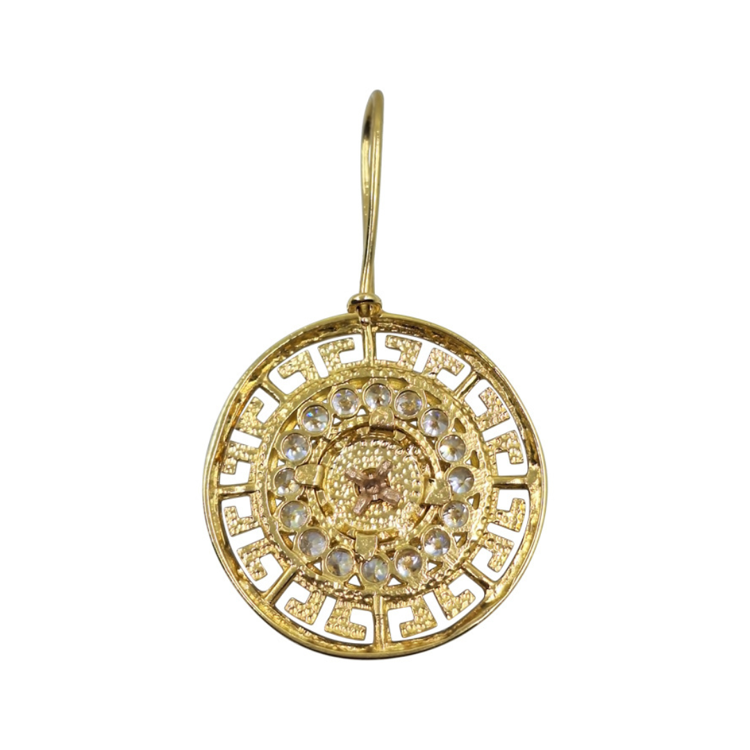 14ct Yellow Gold Cubic Zirconia Versace Style Drop Earrings