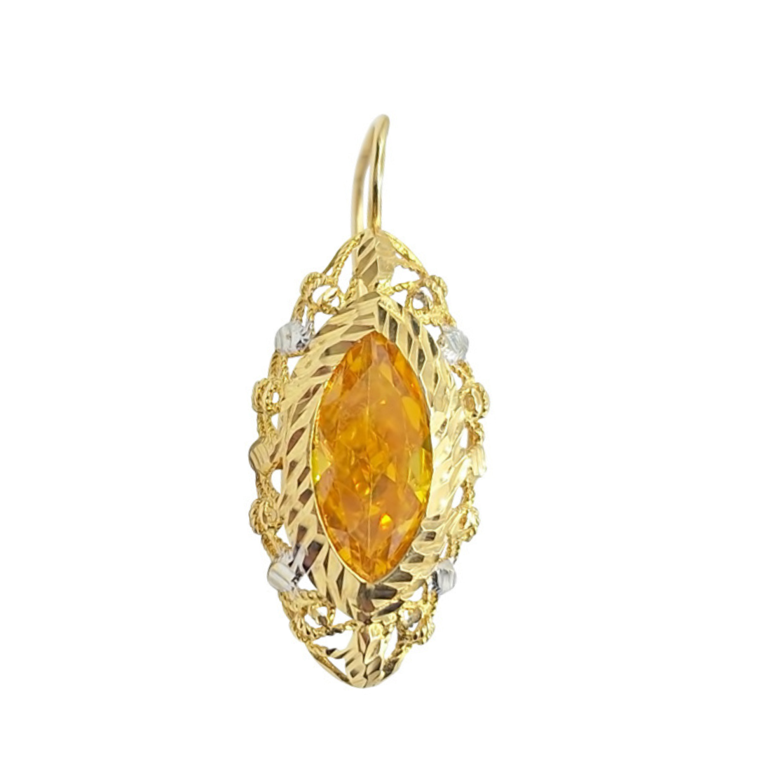 14ct Yellow Gold Yellow Cubic Zirconia Drop Earrings