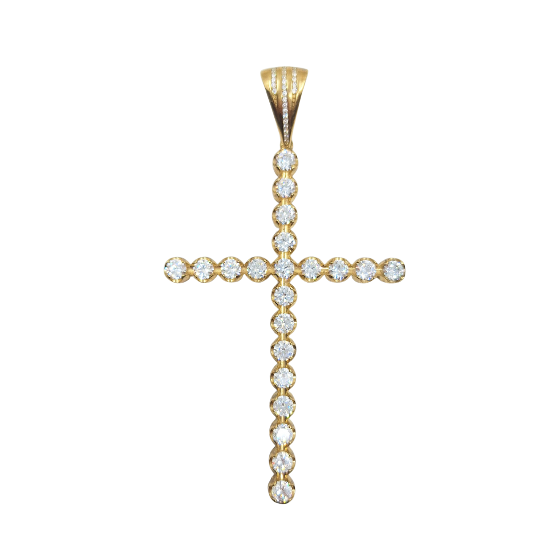 9ct Yellow Gold Large Cubic Zirconia Cross Pendant