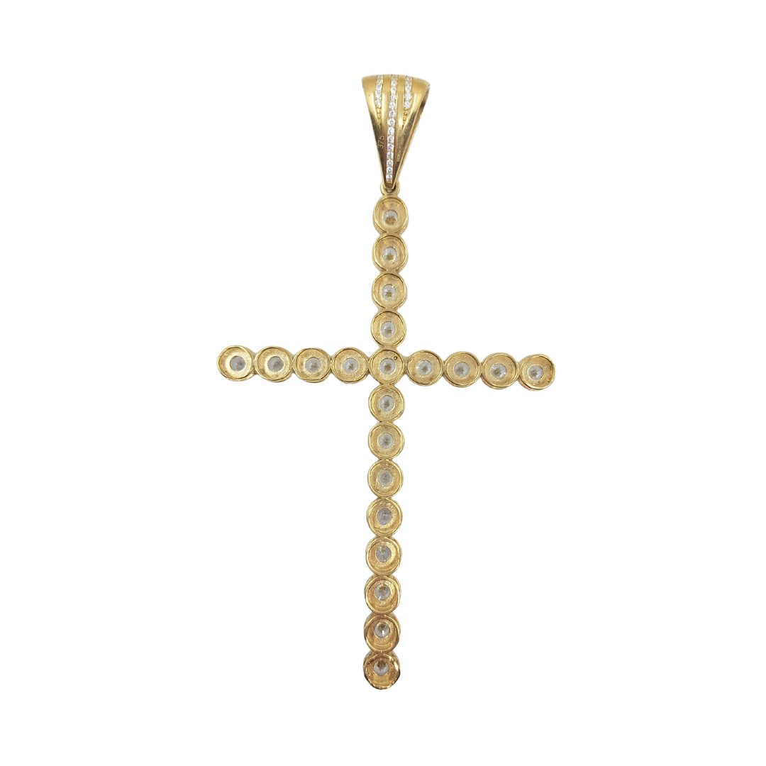 9ct Yellow Gold Large Cubic Zirconia Cross Pendant