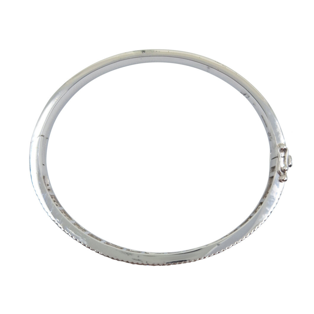 9ct White Gold Baguette and Round Diamond Bangle 2.4ct