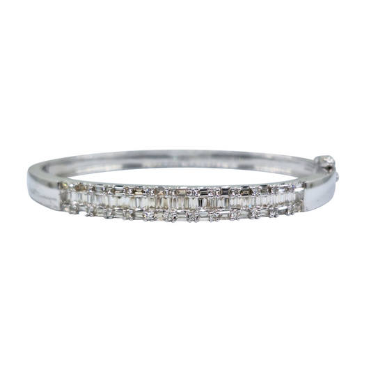 9ct White Gold Diamond Bangle 2ct