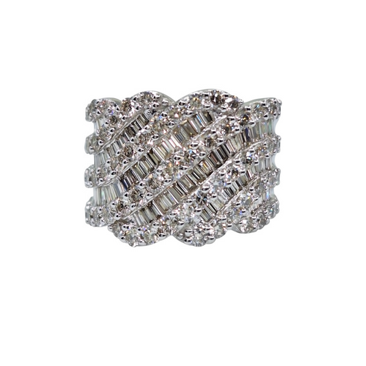 9ct White Gold Baguette Diamond Band Ring 3ct