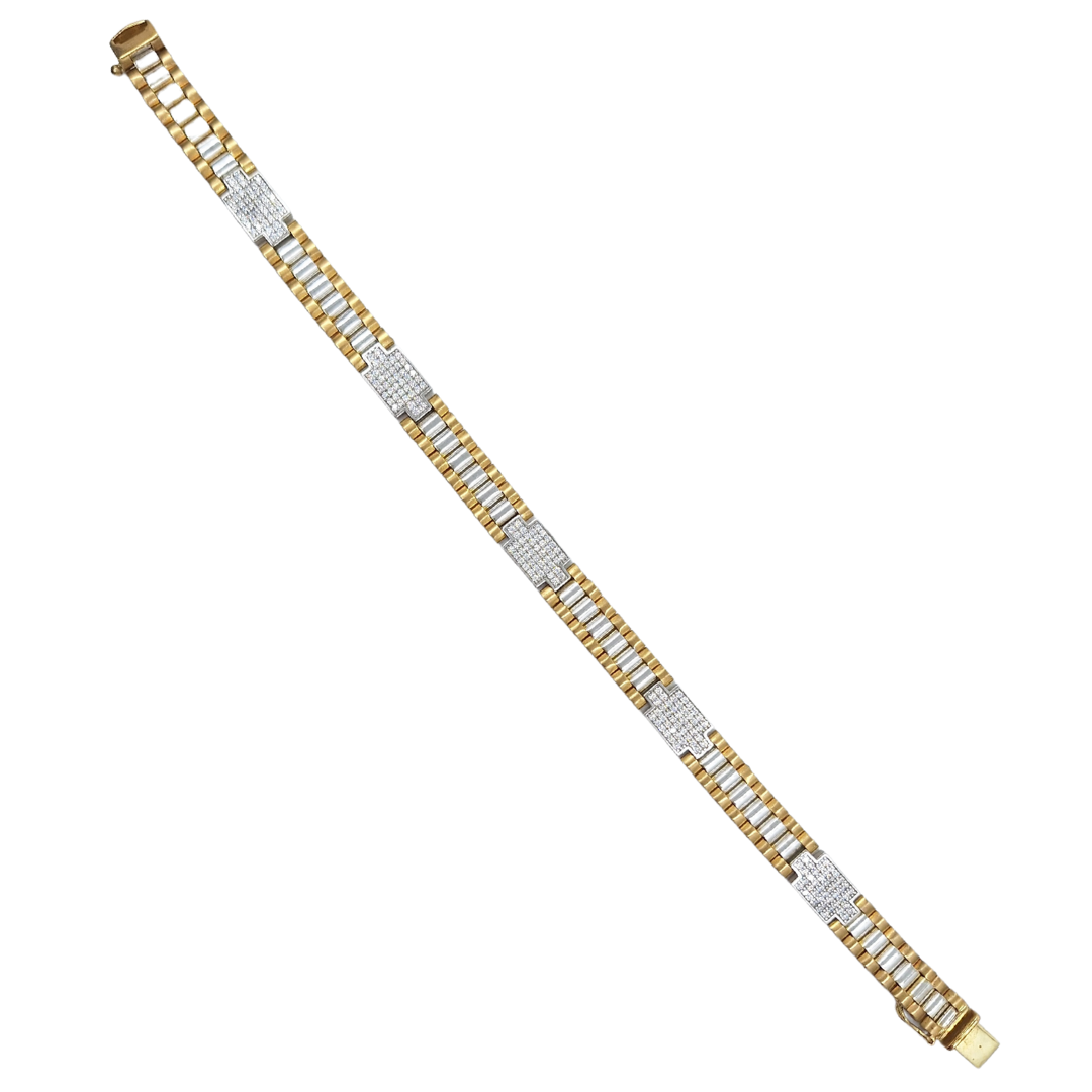 9ct Yellow And White Gold Cubic Zirconia Rolex Style Bracelet