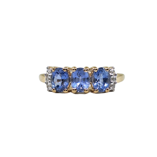 9ct Yellow Gold Tanzanite & Diamond Ring