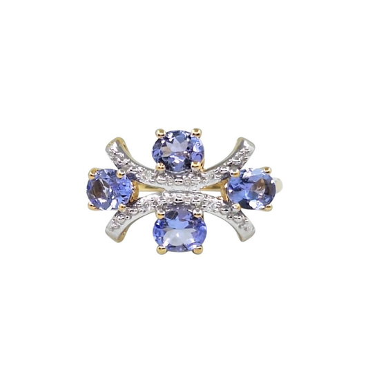 9ct Yellow Gold Tanzanite & Diamond Ring