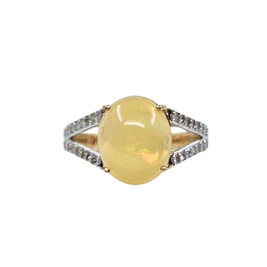 9ct Yellow Gold Opal & Diamond Ring