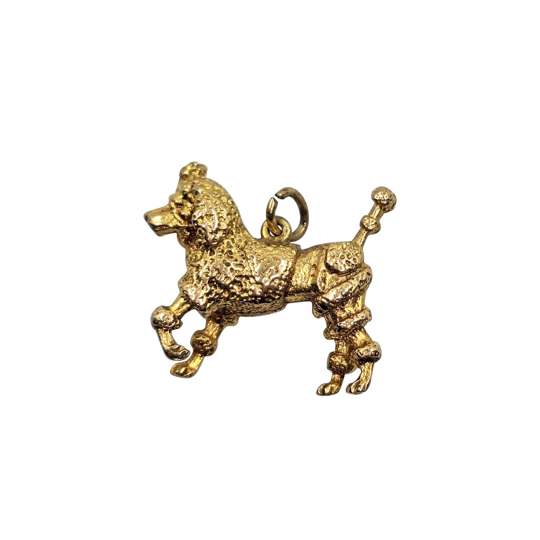 9ct Yellow Gold Solid Poodle Pendant