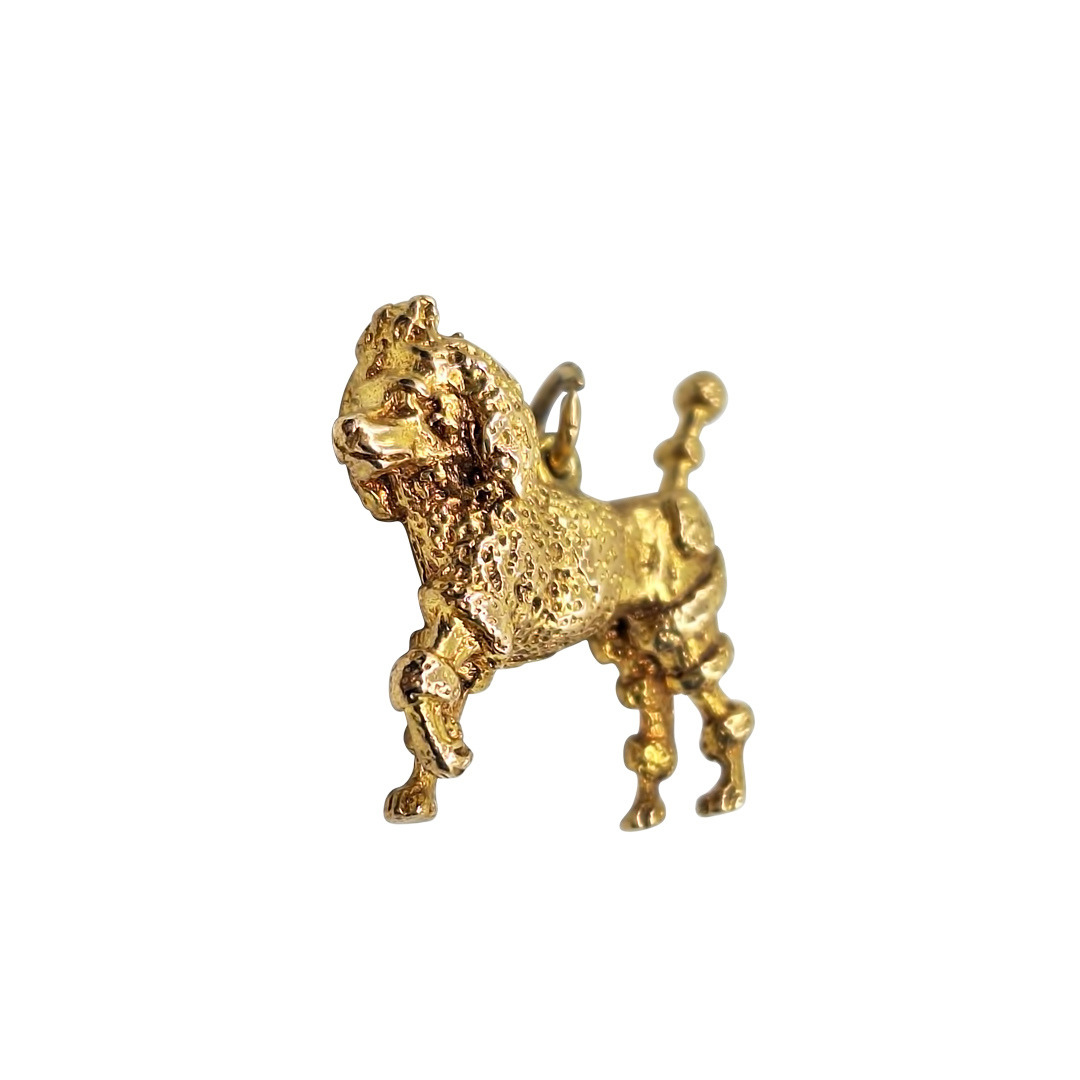 9ct Yellow Gold Solid Poodle Pendant