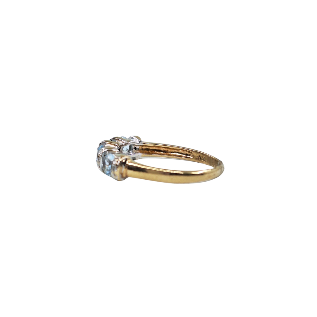 9ct Yellow Gold Aquamarine & Diamond Eternity Ring