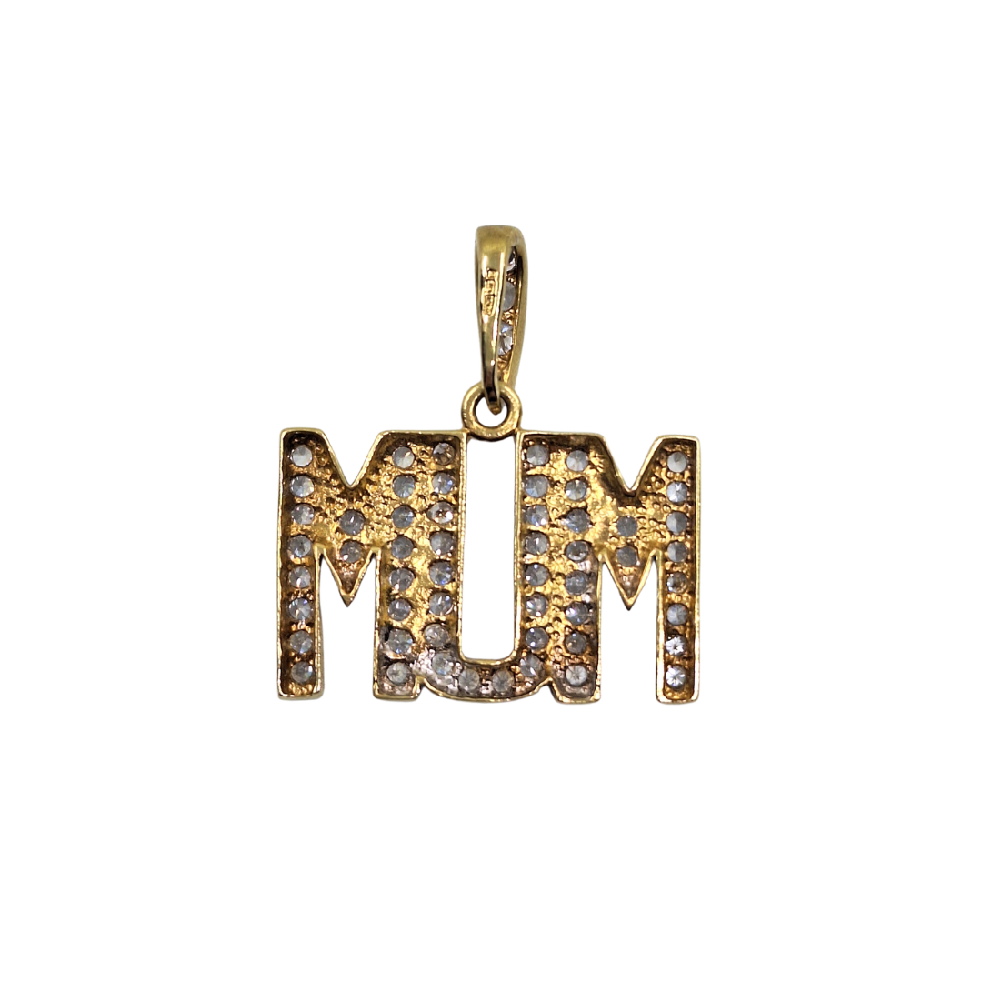 9ct Yellow Gold Cubic Zirconia Mum Pendant