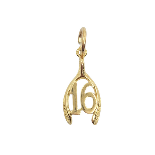 9ct Yellow Gold 16 Wishbone Pendant