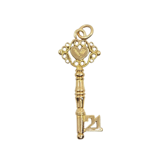 9ct Yellow Gold 21 Key Pendant