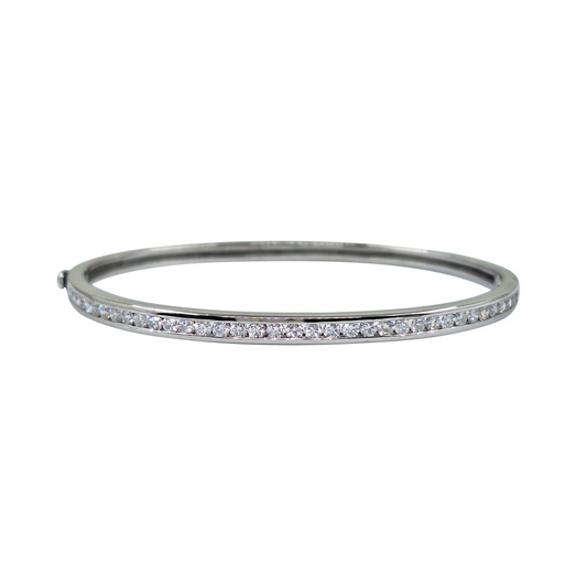 18ct White Gold Channel Set Diamond Bangle