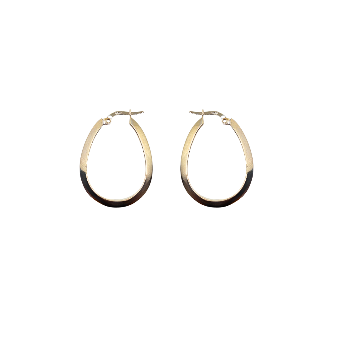 9ct White Gold Oval Creole Earrings