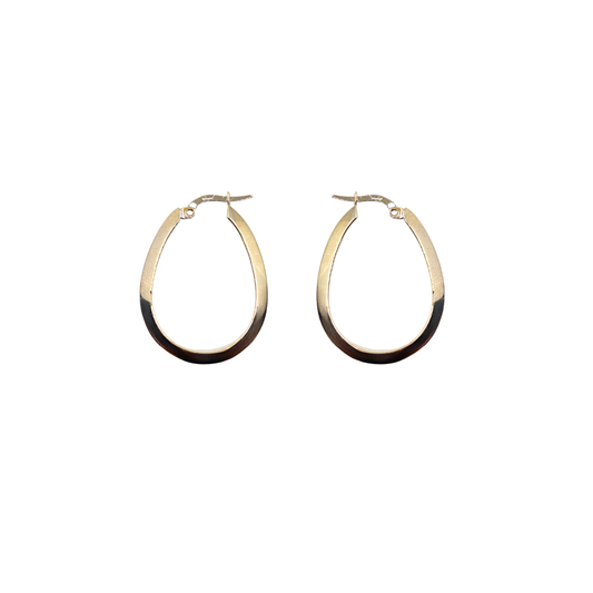 9ct White Gold Oval Creole Earrings