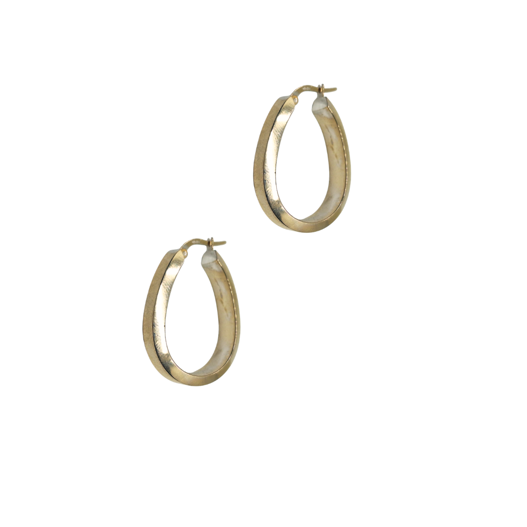 9ct White Gold Oval Creole Earrings